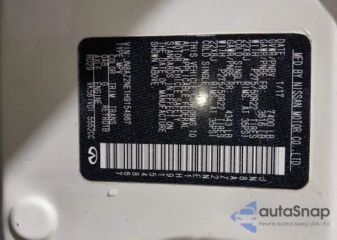 2017 Infiniti Qx80 Limited из США, поврежденный, VIN JN8AZ2NE1H9154867